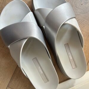 Melissa Women’s White & Silver Crossover Slide Sandals